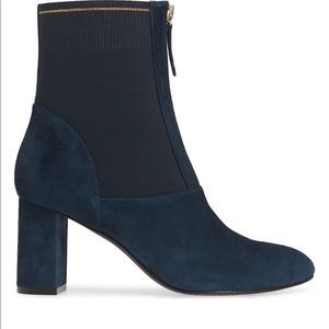 David Tate Monique Navy Suede Ankle Bootie With Front Zipper Woman’s 7.5 M